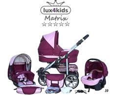 Cochecito de bebe 3 en 1 2 en 1 Trio Isofix silla de paseo X-Car by SaintBaby burdeos & rosa 3in1 con Silla de coche