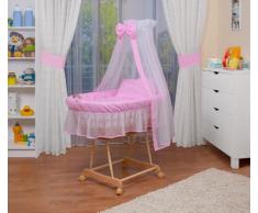 WALDIN Cuna Moisés, carretilla portabebés XXL, 9 colores a elegir, rosa/blanco