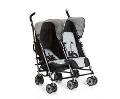 Hauck Turbo Duo - silla gemelar para gemelos y hermanos de 0 meses (combinable con capazo blando Carrycoat 2en1) a 2 x 15kg/ ancho 75cm/ ligera/plegable compacto/gris negro