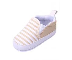 Minetom Casuales Zapatos del Niño Zapatillas de Bebé Unisex Algodón Cómoda Mezcla Rayas Antideslizantes Zapatos Caqui 13 cm