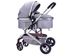 STRR Carrito silleta, Convertible reclinado Cochecito, Plegable y portátil a Prueba de Golpes Cochecito del Carro de bebé, arnés de 5 Puntos y Alta Capacidad de la Cesta (Color : Gray)