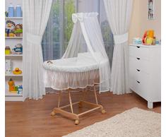 WALDIN Cuna Moisés, carretilla portabebés XXL, 9 colores a elegir, blanco/blanco