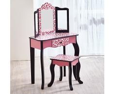 Mesa de Tocador Rosa de Madera con Espejo y Taburete de Teamson Kids TD-11670A