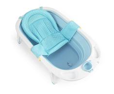 Fascol Bañera Plegable para Bebés 0-36 Meses, Baño Bebe con Red de Seguridad, Longitud de La Piscina para Bebés 82 cm (Azul)