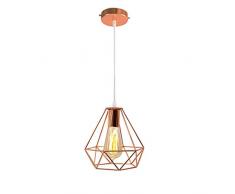 iDEGU Lámpara de techo moderna elegante E27 Iluminación colgante de metal en forma de jaula de 20 cm - oro rosa