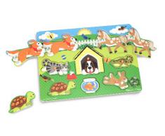 Melissa & Doug- Pets Peg Juego Puzzle con 8 Piezas, Multicolor (19053)