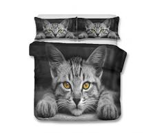 HNHDDZ Juegos de Fundas para Edredón Galaxia Astronauta Gato Patrón Ropa de Cama Infantil 3D Animal Funda nórdica con Cremallera, Niño Chico Chica (Estilo 1,220x240 cm - Cama 150 cm)