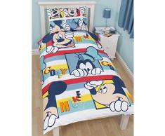 Just Contempo - Funda de edredón infantil (reversible, para cama individual), diseño de Mickey Mouse
