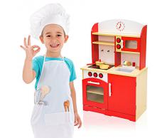 TecTake Cocina de madera de juguete para niños juguete juego de rol toy - varios modelos - (rojo | no. 401235)