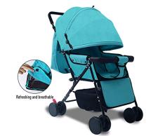 Ligero Cochecito de Bebé, Cochecito Convertible Reclinable, Plegable y Portátil Del Cochecito de Niño Del Carro Antichoque-Frame Carrito Con Aluminio, Arnés de 5 Puntos y Alta Capacidad de La Cesta