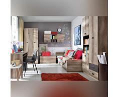 SMARTbett MALKOLM-01 - Cama (6 piezas) Dormitorio juvenil de trabajo Canyon con escritura/tungsteno habitación infantil completo set