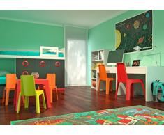 Resol Set Julieta - 1 Mesa Lima y 4 sillas roja, Rosa, Azul, Naranja