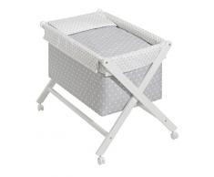 Minicuna Plegable Blanco Gris: Estructura + Vestidura + Colcha Desenfuntable + Colchón + Almohada