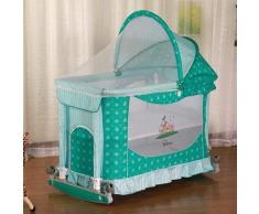 Qshape Cama de bebé, Cama de Juego, Cuna, Cama for niños, Cuna de bebé Plegable Cuna de bebé Cama Plegable, Cuna de Mecedora for bebé Cuna (Color : Green)