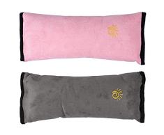 Ecloud Shop® 2pcs Almohada del cinturón de Seguridad, Fundas de cinturón de Seguridad para niños, hombreras del vehículo, cojín Protector del cinturón de Seguridad para niños, Rosa y Gris