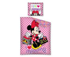 Juego de edredón reversible cama cubierta de 140 x 200 cm 100% algodón disney Minnie
