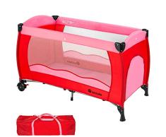TecTake Cuna de viaje bebe plegable con bolsa de transporte - disponible en diferentes colores - (Rosa | no. 402415)