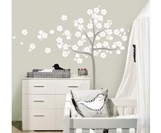 MYVINILO - Vinilo decorativo infantil - Sakura / blanco / plata (150 x 165 cm)