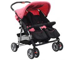 UnfadeMemory Silla Gemelar para Bebés,Carrito Gemelar,Cochecito Gemelos Doble,Respaldo Ajustable en 3 Posiciones,con Ruedas Bloqueables,Adecuado para Niños de 6-36 Meses (Rosa y Negro)