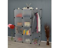 Armario para ropa, Ropero para pasillo, vestíbulo Armario para habitación de niños, baño, Estante para niños, contiene 8 puertas blancas traslúcidas y 1 percha