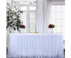 Falda de Mesa de tutú Mantel de Tul de Gasa Blanca de 9 pies, Falda de Mesa de Tul Duradera Antiarrugas para Banquete de Boda Bañera de bebé Mesa de Pastel de cumpleaños Decoración de Princesa niña