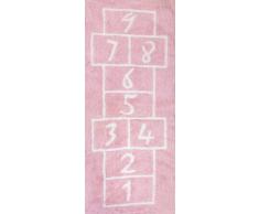 Aratextil. Alfombra Infantil 100% Algodón lavable en lavadora Colección Pata Coja Rosa 90x200 cms