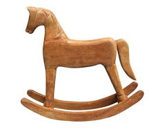 VOSAREA Caballo balancín de madera, juguete para los niños y niñas, habitación infantil, decoración de bebé, columpio de juguetes, torre animal, madera, artesanía, decoración de mesa 18 x 6 x 18 cm