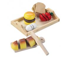 Happy People 45006 - Tabla de cortar comida de madera con alimentos de juguete [Importado de Alemania]