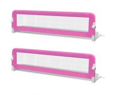 vidaXL 2x Barras de Seguridad para Cama Niño Rosa 150x42 cm Barrera Infantil