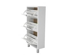 TENZO 5263-005 Malibu - Zapatero (121 x 58 x 24 cm, Fibra de Madera de DM, Lacado), Color Blanco