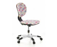 hjh OFFICE BILLY KID - Silla giratoria para niños, tejido con diseño flores y corazones, color rosa