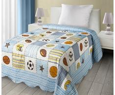 eurofirany Chon/D/P/Ball Patchwork Colcha Ball para niños, microfibra, azul, 210 x 170 x 2 cm