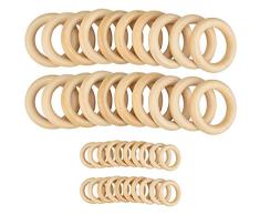 LYTIVAGEN 40 PCS Anillos de Madera, Anillos de Dentición 2 Tamaños Mordedor de Madera para Hallazgos Artesanales de Joyería de Bricolaje (55 mm, 30 mm)