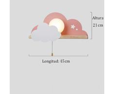 Lámpara de pared nórdica para dormitorio de multicolor lámpara para pasillo de madera en forma creativa de nube para habitación de niños (Rosa)