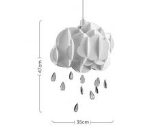 MiniSun – Preciosa pantalla de lámpara de techo - Con forma de nube y gotas de lluvia