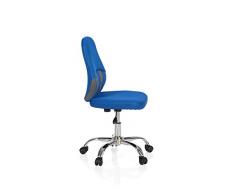 HJH Office 670660 silla para niños KIDDY STRIPE tejido azul/gris, altura ajustable, respaldo multicolor, base de acero cromado, muy estable, cómoda, fácil de limpiar, resistente, fácil montaje