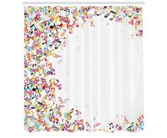 ABAKUHAUS Música Cortina de Baño, Notas Musicales Coloridas con Mrco Festival Canto Disfrutar Temática Moda Estampa, Material Resistente al Agua Durable Estampa Digital, 175 x 200 cm, Multicolor