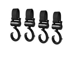 Ganchos para cochecito, soporte para bolsos, gancho para cochecito, 4 unidades, 360 piezas de fijación para cochecito, mosquetón, ajuste universal