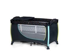 Hauck Sleep N Play Center II - Cuna de viaje 7 piezas de 0 meses a 15 kg, altura recién nacido, apertura lateral, cambiador, ruedas, colchon, bolsa de transporte, bolsillo, ajustable y plegable, azul