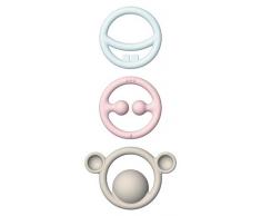 Moluk 43401 Nie Nagi & Nogi - Juguete mordedor y agarrador para bebés, Color Azul Claro, Rosa y Gris Claro