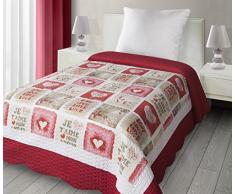 Eurofirany Chon/D/P/Love/02 Patchwork Colcha love02 para niños, Microfibra, Rojo, 210 x 170 x 2 cm