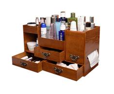 Caja de Almacenamiento de Cosméticos Caja de almacenamiento de madera niñas mejor regalo sólido tocador extra grande cajón cosméticos caja de almacenamiento de madera del hogar con espejo de tocador d