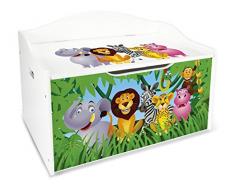 Baúl Para Juguetes XL Caja de Madera Almacenamiento Baúl Infantil Cuarto de Niños Equipamiento de Sala Jardín de Infantes Guardería Para Juguetes y Accesorios Zoo Animales