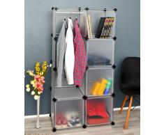 Estante Armario para ropa, habitación de niños, Guardaropa Estantería para la pasillo, vestíbulo Armario de 147 cm de alto, Estante para baño en blanco traslúcido