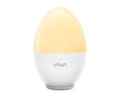Luz Nocturna Infantil VAVA, Lámparas habitación Bebé, Lámpara LED (Seguro ABS+PP, Resistente a Rotura, LED Cuidado con Ojos, Brillo y Color Ajustables, Control Táctil, IP65 Impermeable, 80 Horas de Operación)- Regalo
