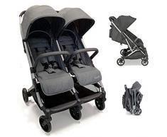 Babify Twin Air Silla de Paseo Gemelar, ligera y compacta - Homologada hasta 22 kg - Color Soft Grey