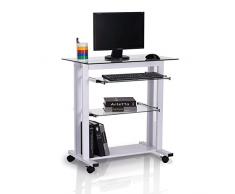 HOMCOM Mesa de Ordenador PC para Oficina Despacho Dormitorio Escuela Escritorio Estante 80x51x83cm Vidrio