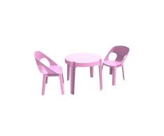 RESOL Rita Conjunto Mesa Infantil con Sillas | 2 Sillas Niños y 1 Mesa de Plástico | Apilables y de Muy Fácil Limpieza y Mantenimiento | Set Rita - Color Rosa Oscuro