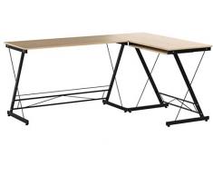 HLC Escritorio de Esquina, Mesa de Ordenador en Forma L, Escritorio de Oficiana, Mesa de Estudio, con Bandejas de CPU y Teclado, MDF+Acero, 161 * 120 * 73 cm Amarillo
