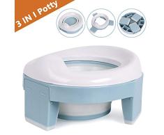 Asiento Inodoro Plegable para Niños 3 in 1 Orinal Portátil Reductor WC para Bebé con Piezas a Prueba de Salpicaduras Adaptador pare Casa y Viaje (Azul)